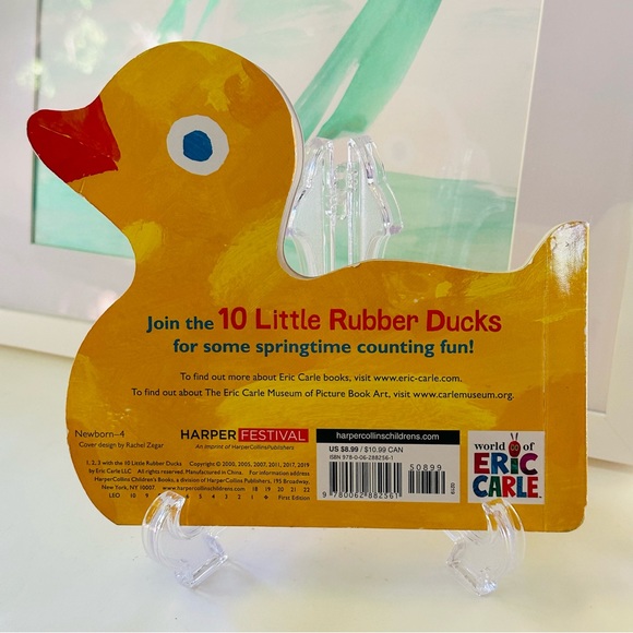NEW 1, 2, 3 With 10 Little Rubber Ducks Eric Carle Baby Board Book - Picture 8 of 8